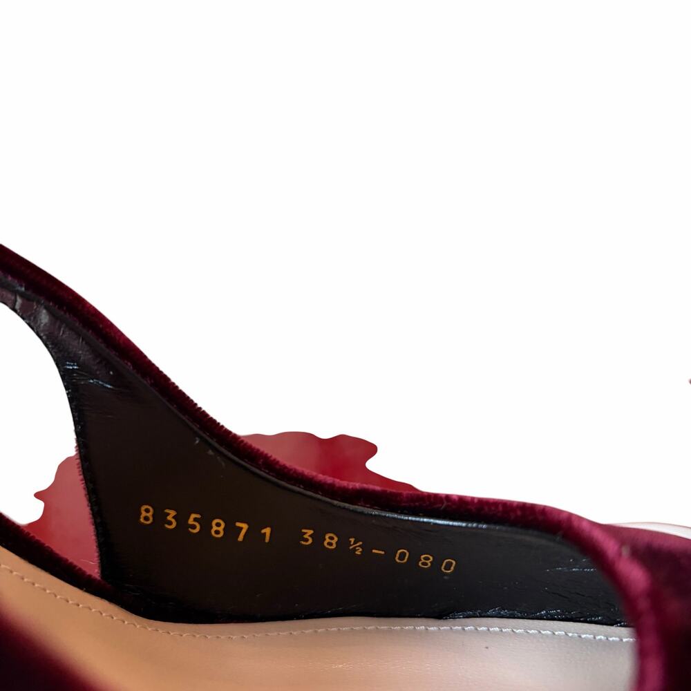 NEW Gucci Signoria Velvet Slingback Pumps Burgundy Heels Size EU 38 US 8 - Picture 12 of 16